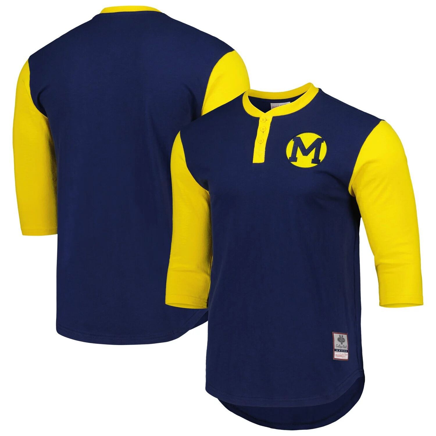 

Мужская футболка Mitchell & Ness Navy Michigan Wolverines Legendary Henley с рукавом 3/4