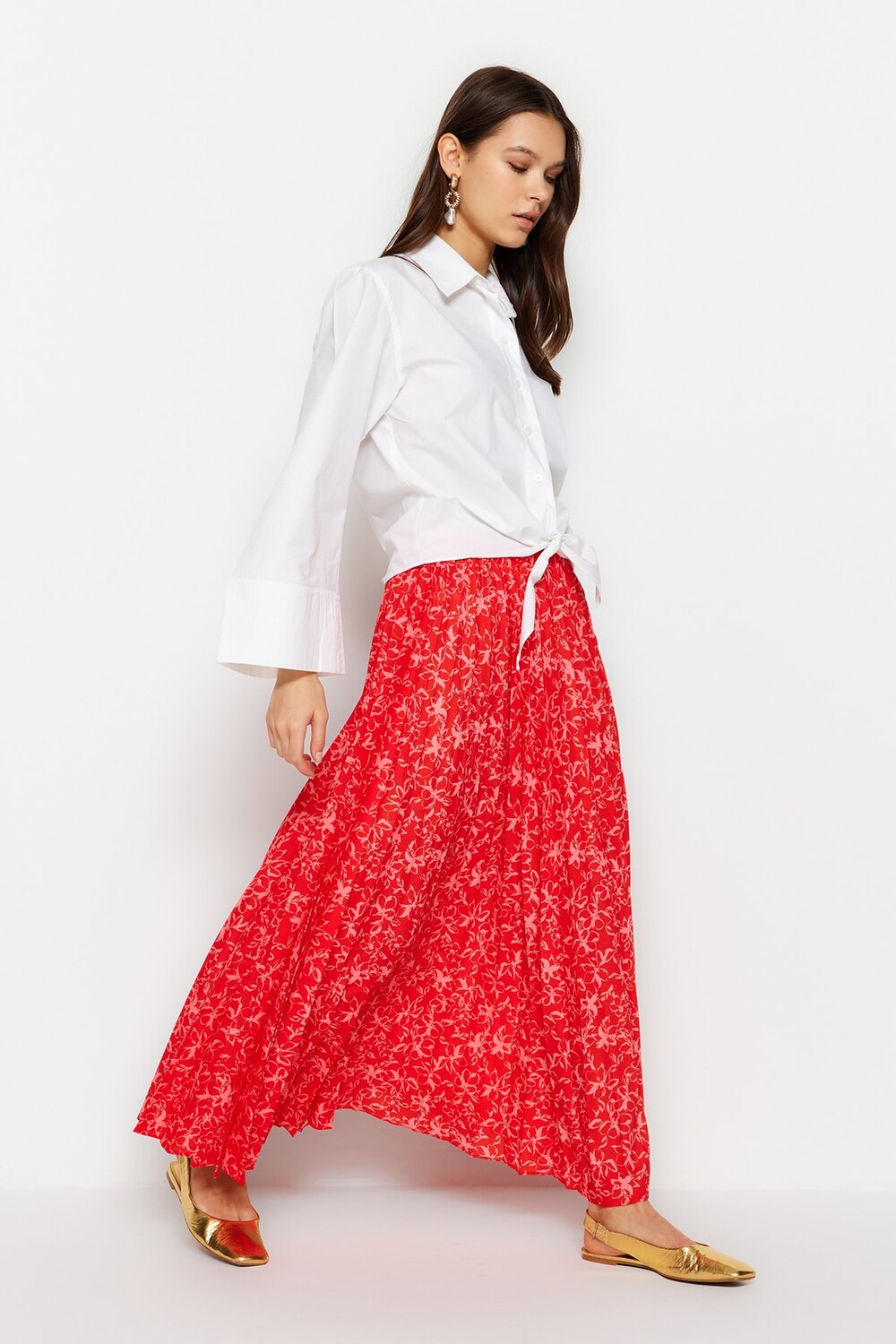 

Юбка - Красный - Макси Trendyol Modest