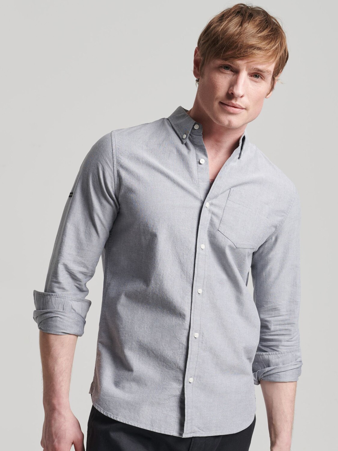 

Рубашка Uni Oxford из органического хлопка Superdry, нежно-серый