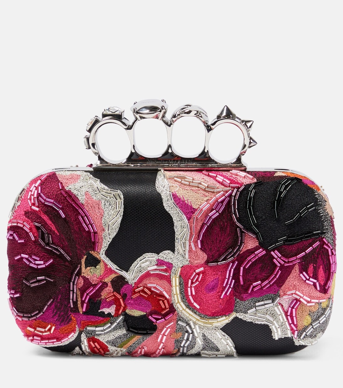 

Кожаный клатч с вышивкой Knuckle Alexander McQueen, розовый
