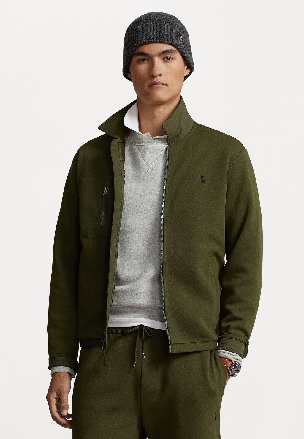 

Толстовка на молнии Polo Ralph Lauren Long Sleeve, фирменная оливка, Серый