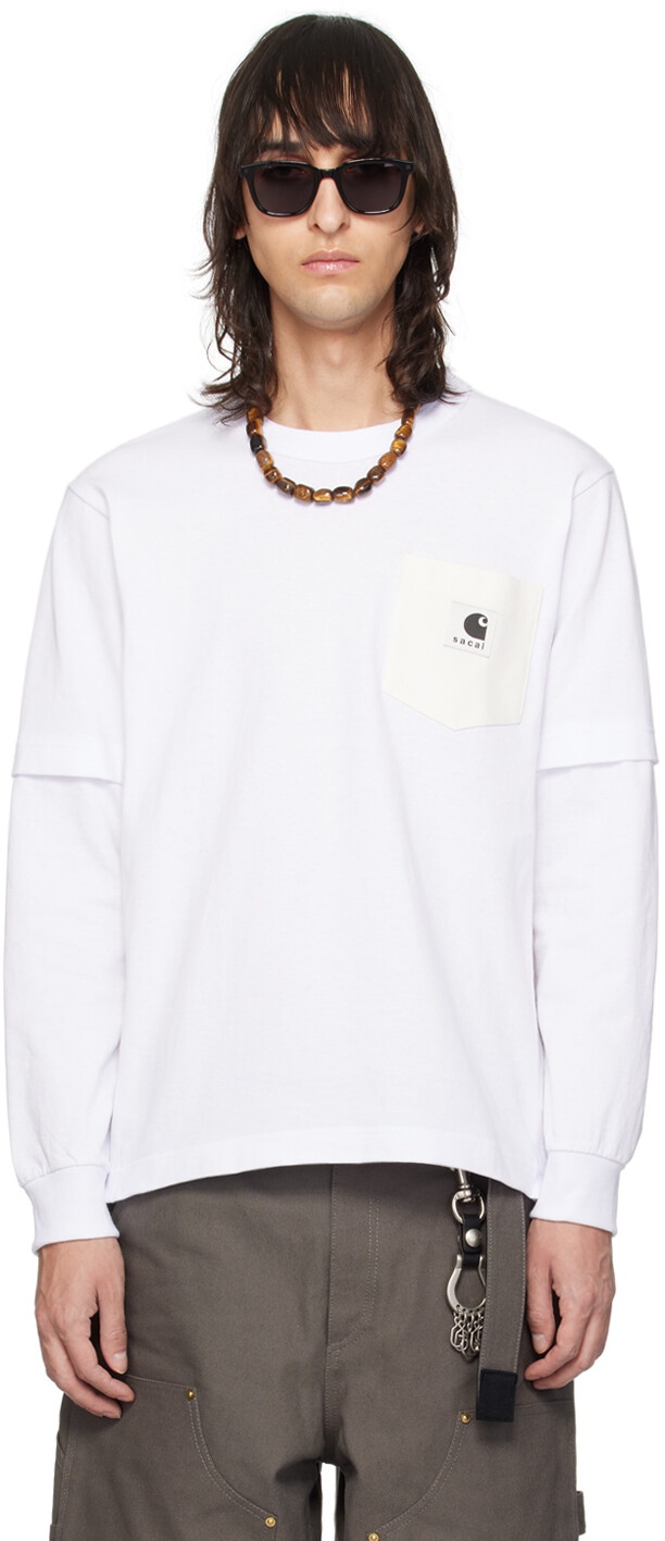 

Белая футболка с длинным рукавом Carhartt WIP Edition Sacai