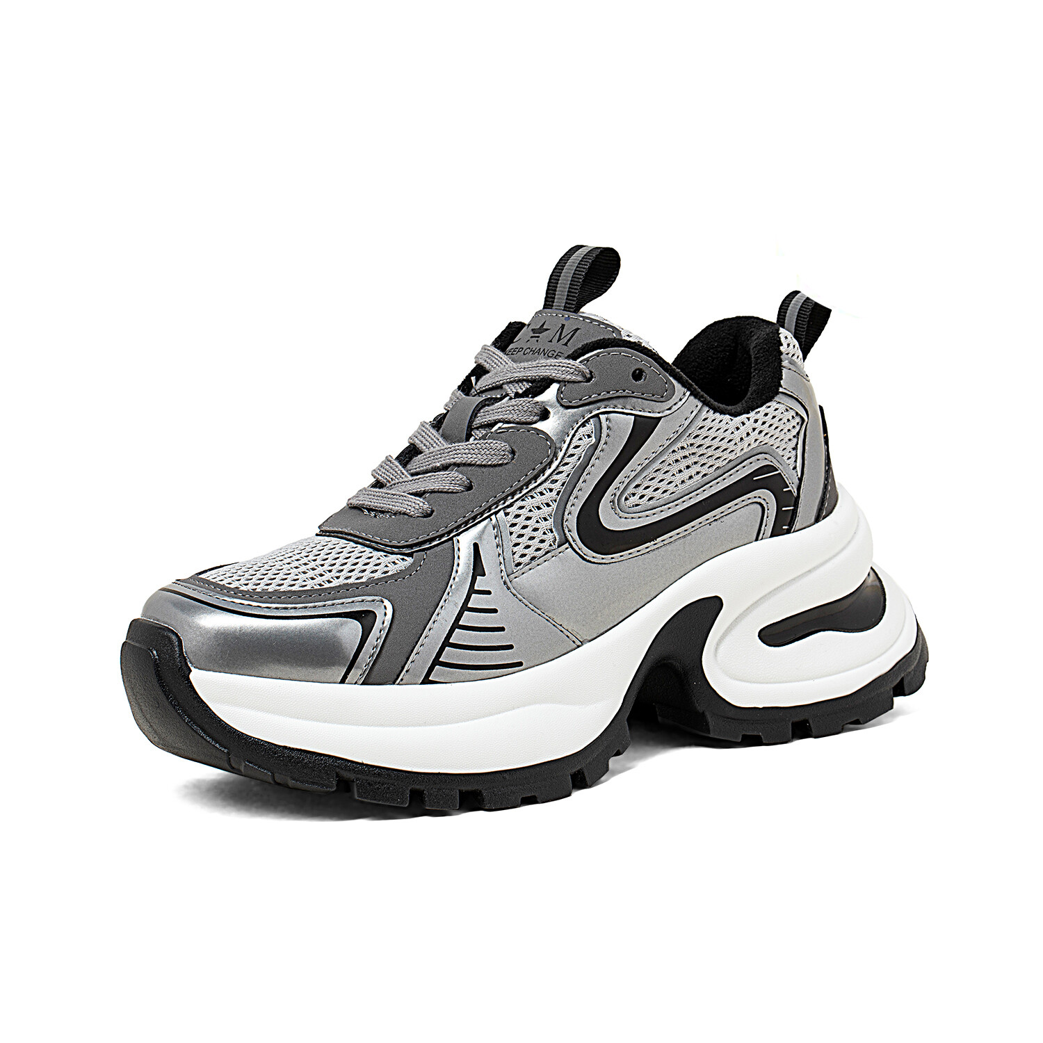 

Кроссовки женские толстые низкие Comely, цвет Silver/grey (velvet)