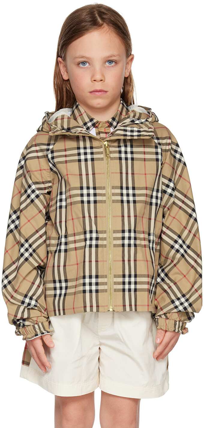 

Детская бежевая куртка в винтажную клетку Burberry