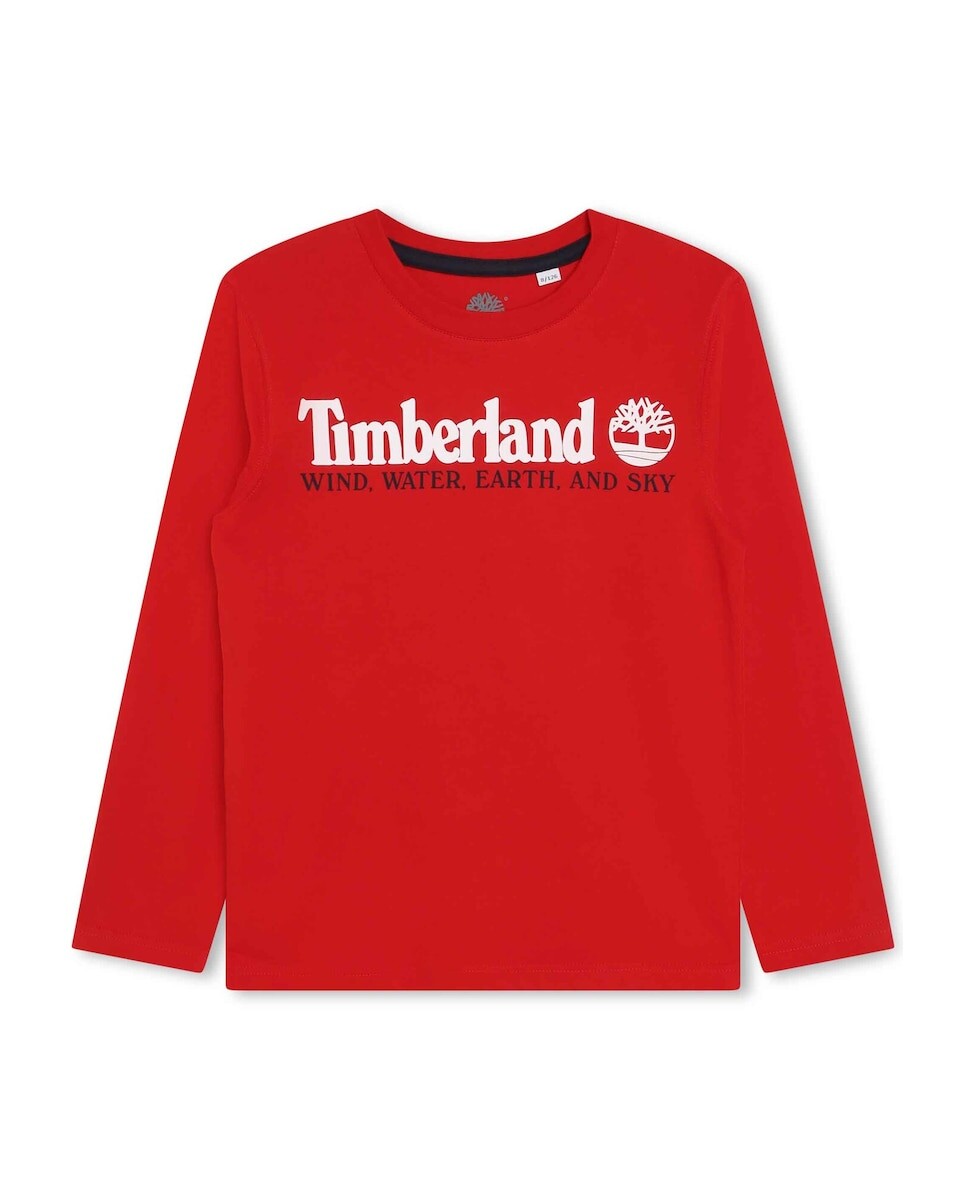 

Футболка для мальчика с длинными рукавами и рисунком спереди Timberland, красный