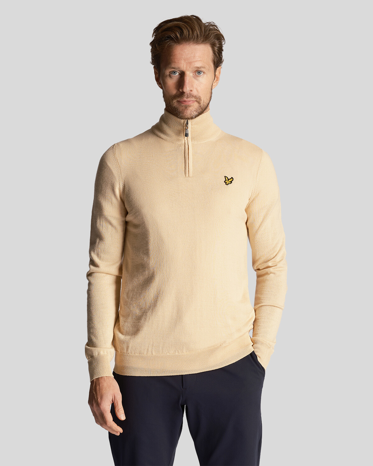

Свитер из мериносовой ткани с молнией 14 golf core Lyle & Scott, желтый