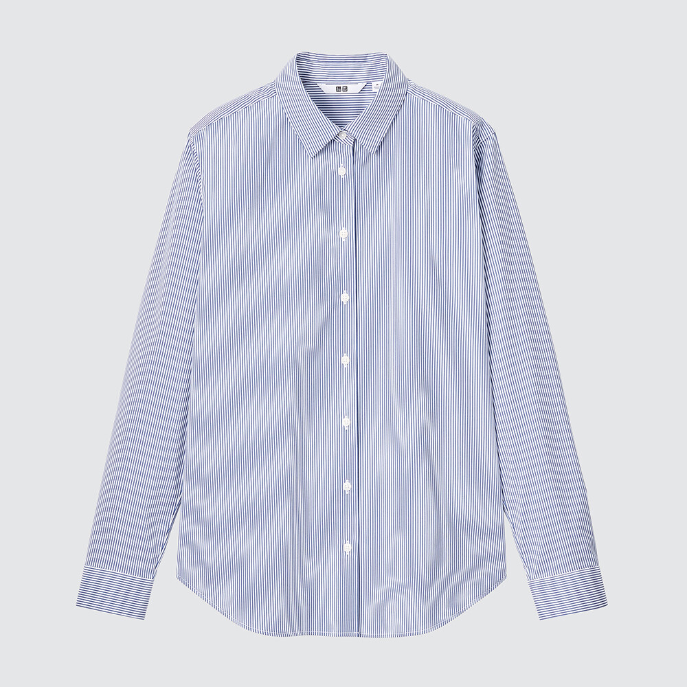 

Рубашка Uniqlo Supima Cotton формальная в полоску, синий