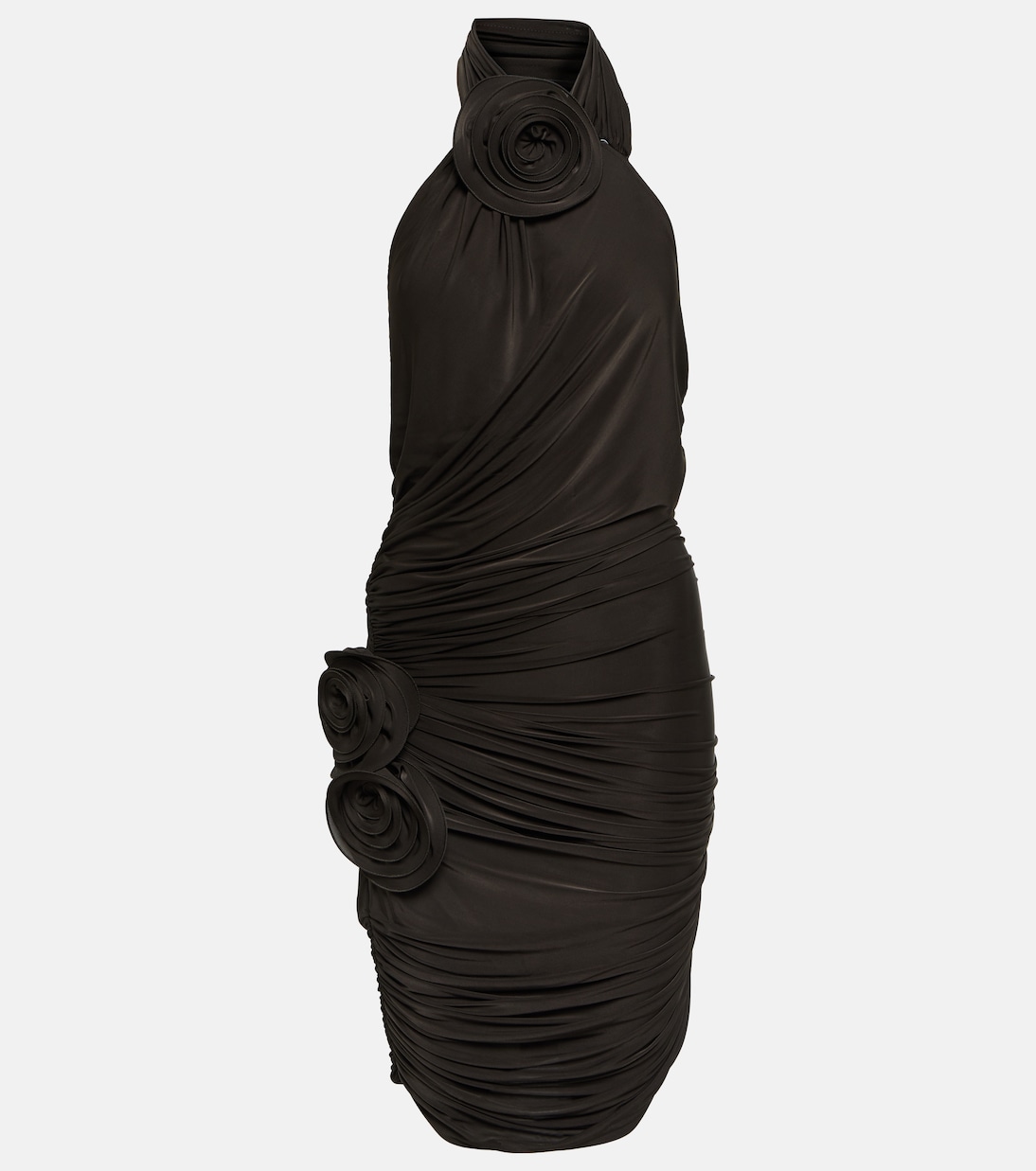 Мини-платье со сборками с цветочной аппликацией Magda Butrym, коричневый юбка макси средней посадки со сборками magda butrym коричневый