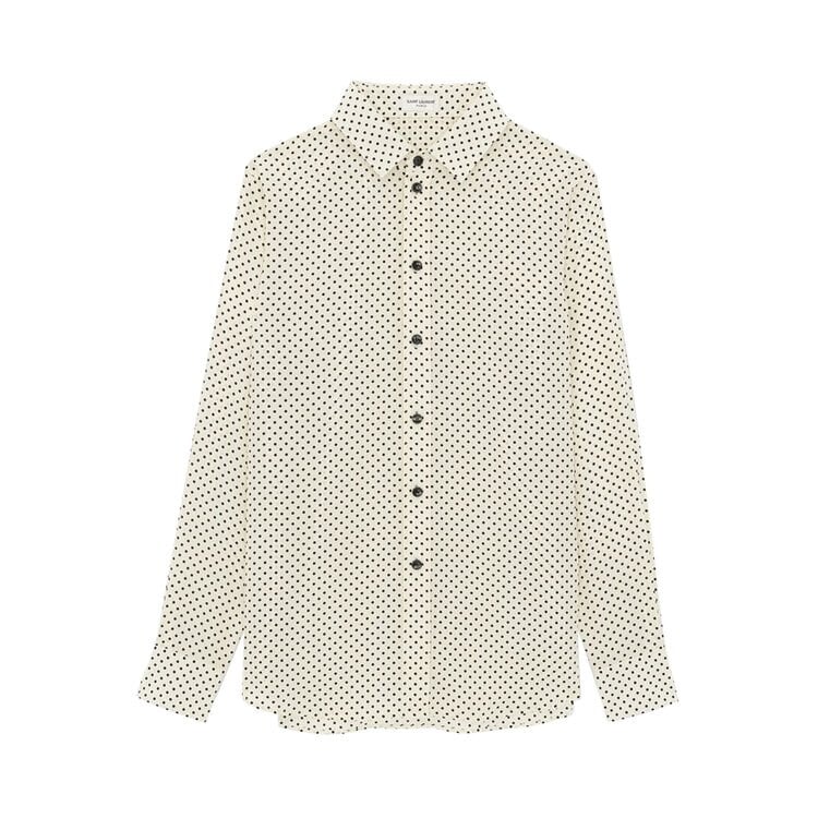 

Рубашка Saint Laurent Dotted Long-Sleeved 'Chalk/Black', белый