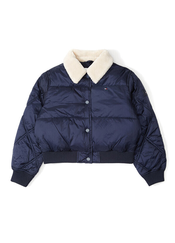 

Укороченное пуховое пальто для девочек темно-синего цвета Tommy Hilfiger