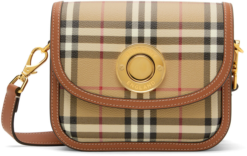 

Коричневая Маленькая Сумка Elizabeth в клетку Vintage Check/Бриар Burberry