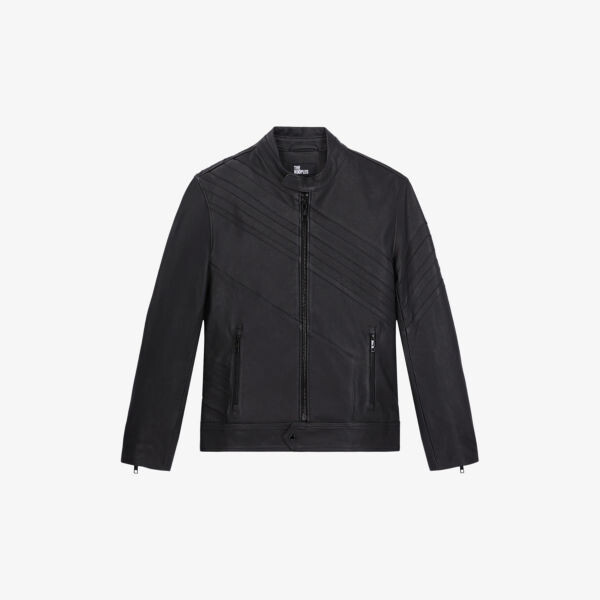 

Кожаная куртка с защипами The Kooples, черный