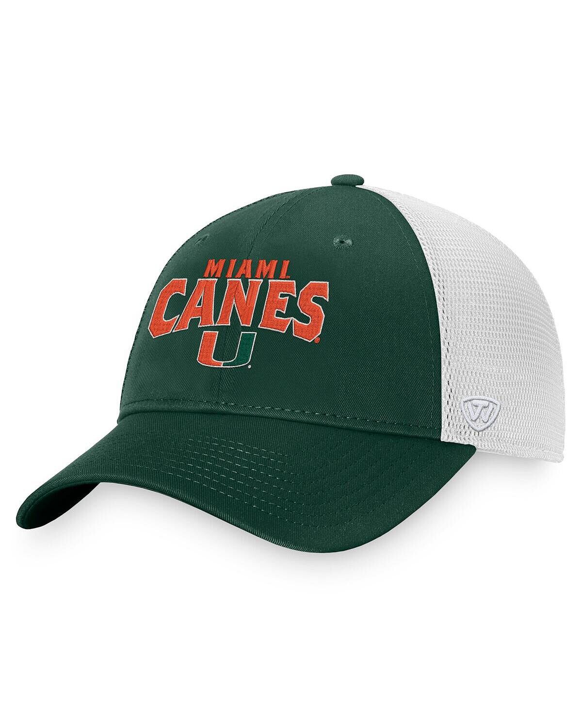 

Мужская зелено-белая кепка Miami Hurricanes Breakout Trucker Snapback Top of the World