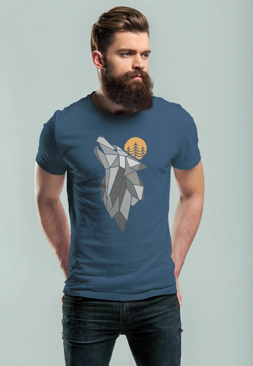 

Футболка с принтом WOLF FOREST WILDERNESS OUTDOOR STREETSTYLE Neverless, цвет denim blue