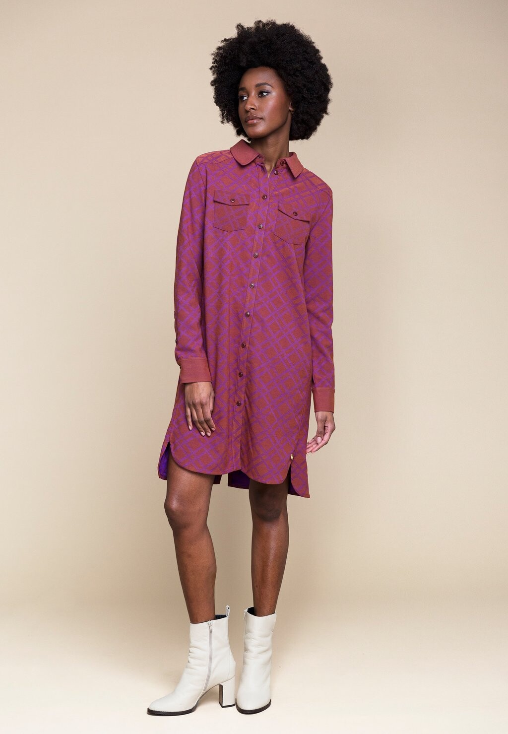 

Платье-блузка WITH GEOMETRIC PATTERN 4funkyflavours, цвет brown