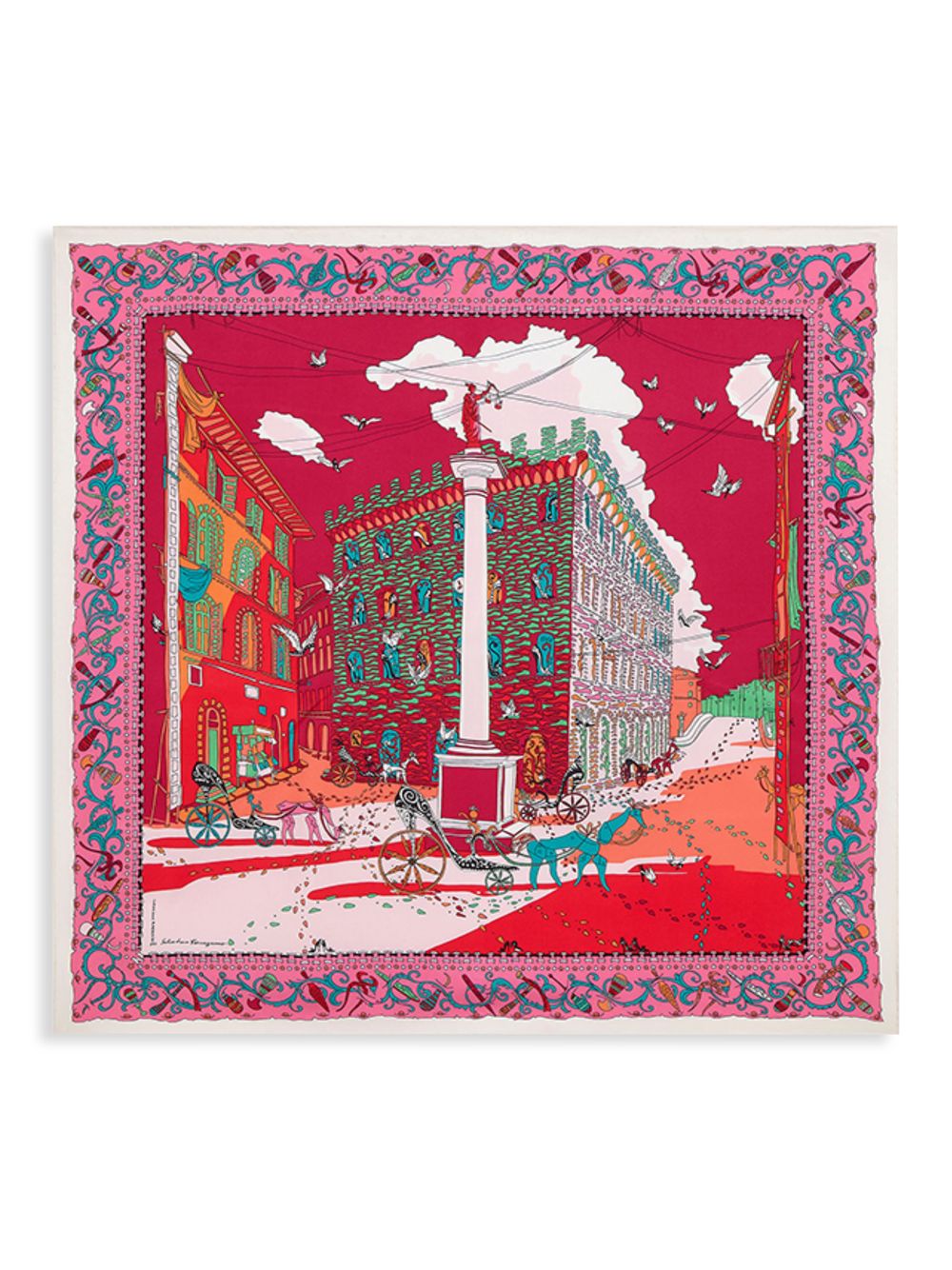 Шелковый квадратный шарф с принтом Palazzo FERRAGAMO, разноцветный шелковый шарф с принтом pucci разноцветный