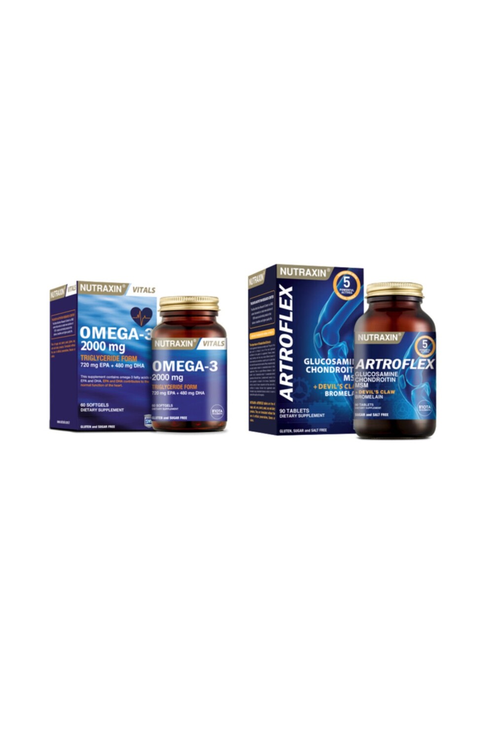 

Nutraxin Омега-3 рыбий жир 2000 мг 60 мягких капсул + Artroflex 90 таблеток