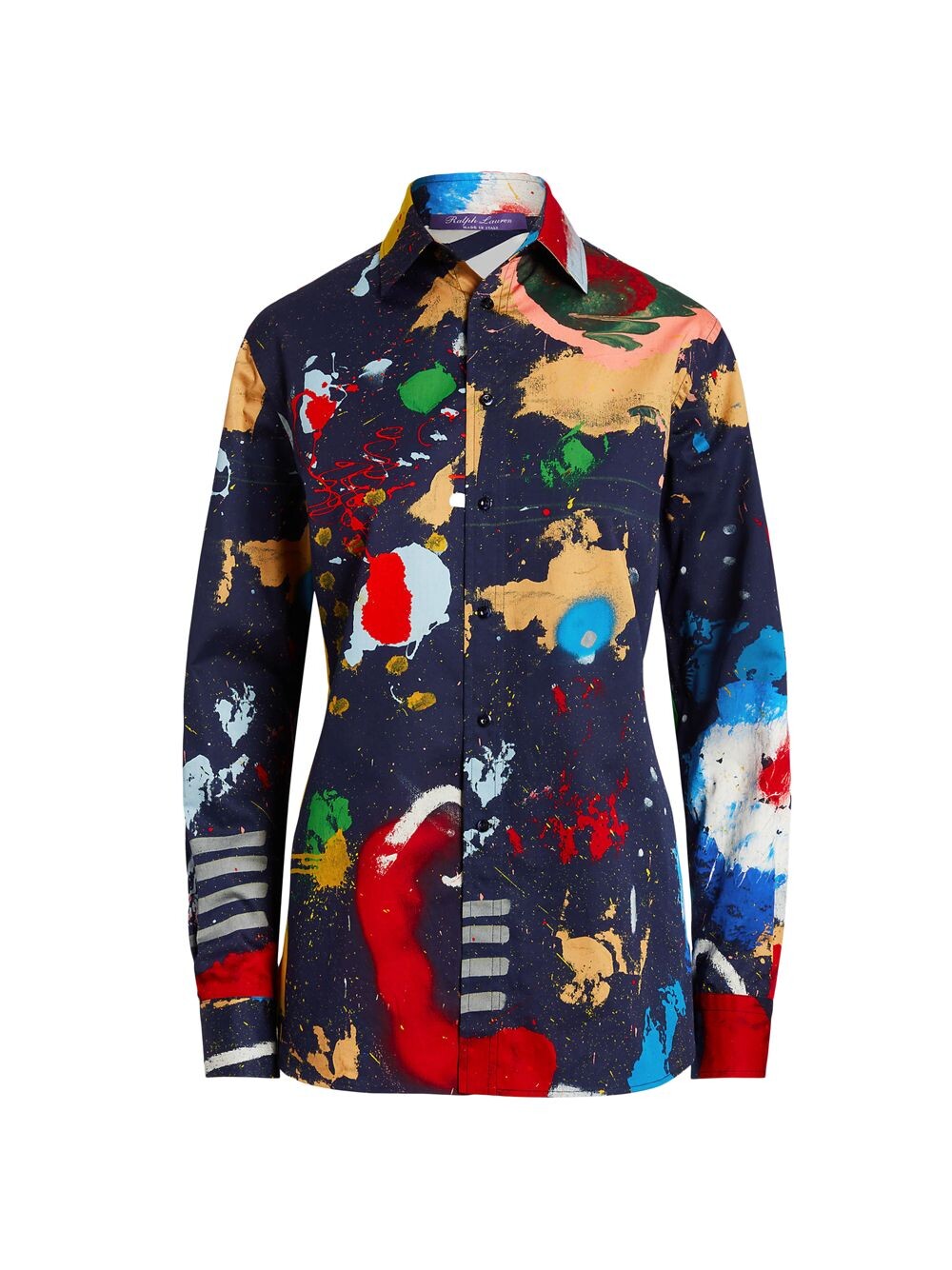 

Хлопковая рубашка с принтом Adrien Ralph Lauren Collection, нави