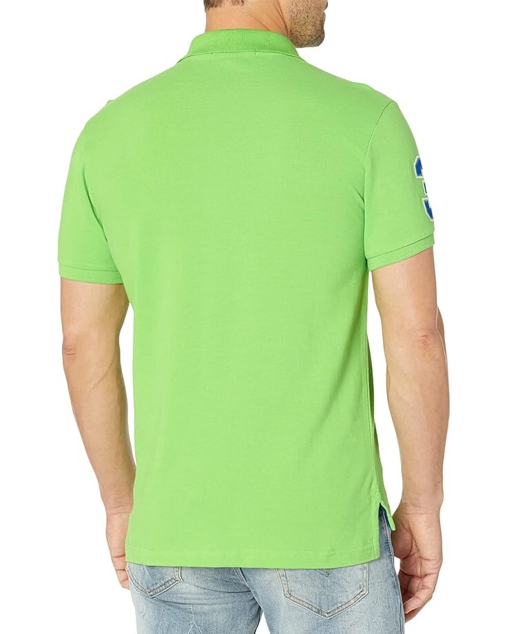 

Поло U.S. POLO ASSN. Slim Fit Big Horse Polo with Stripe Collar, цвет Green Flash