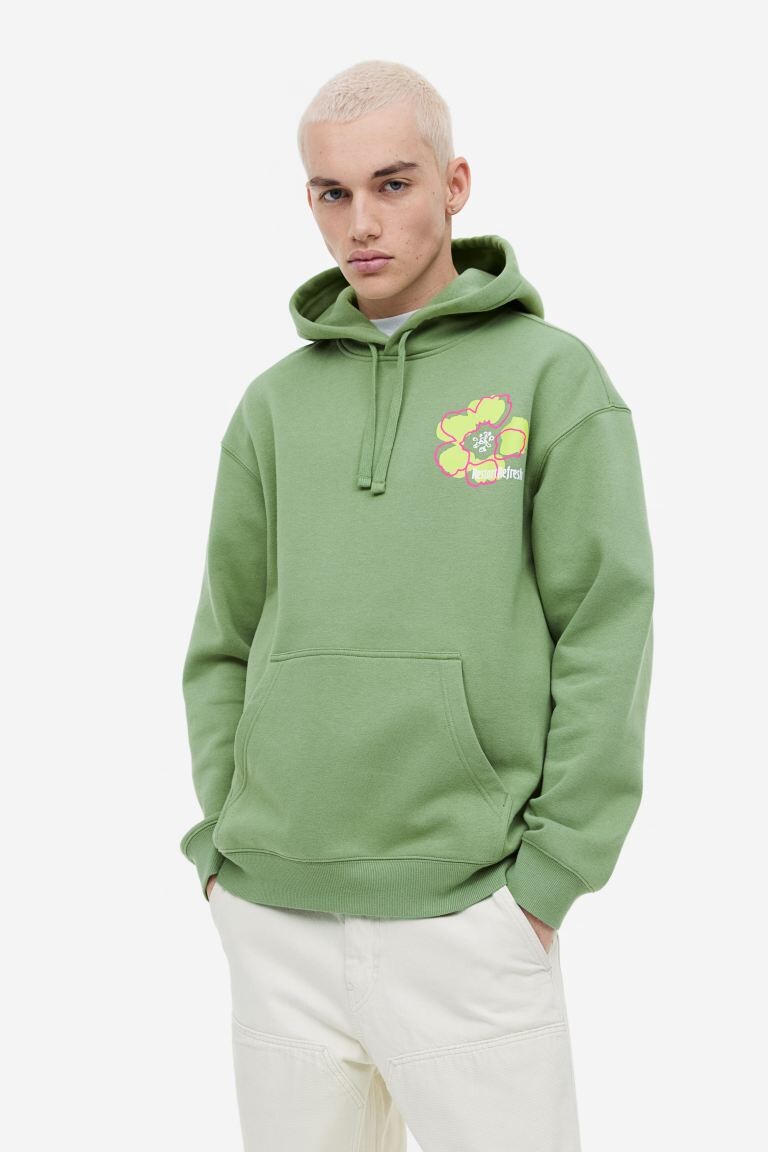 

Топ свободного кроя с капюшоном и принтом H&M