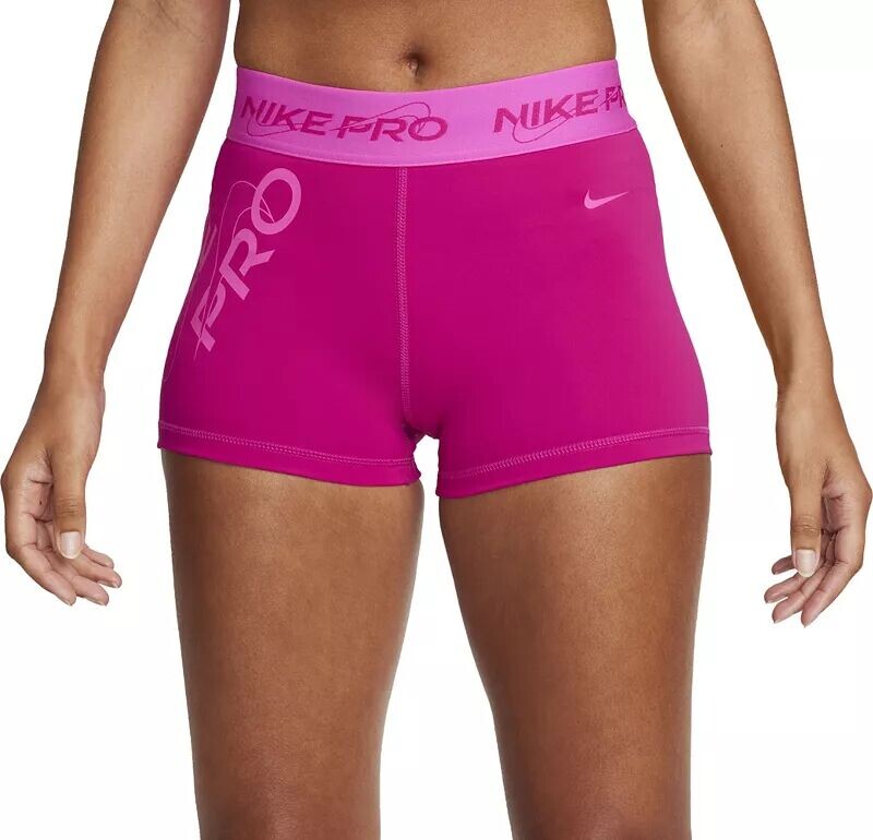 

Женские тренировочные шорты Nike Pro Dri-FIT со средней посадкой, 3 дюйма, с графическим рисунком