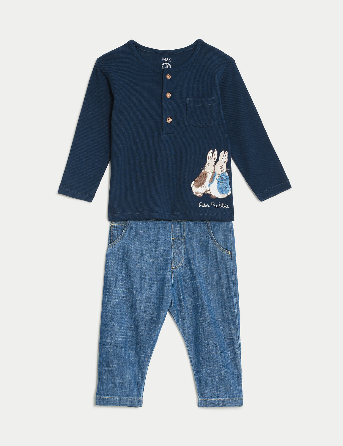 

Комплект из 2 предметов из хлопка с кроликом Питером (0–3 года) Marks & Spencer