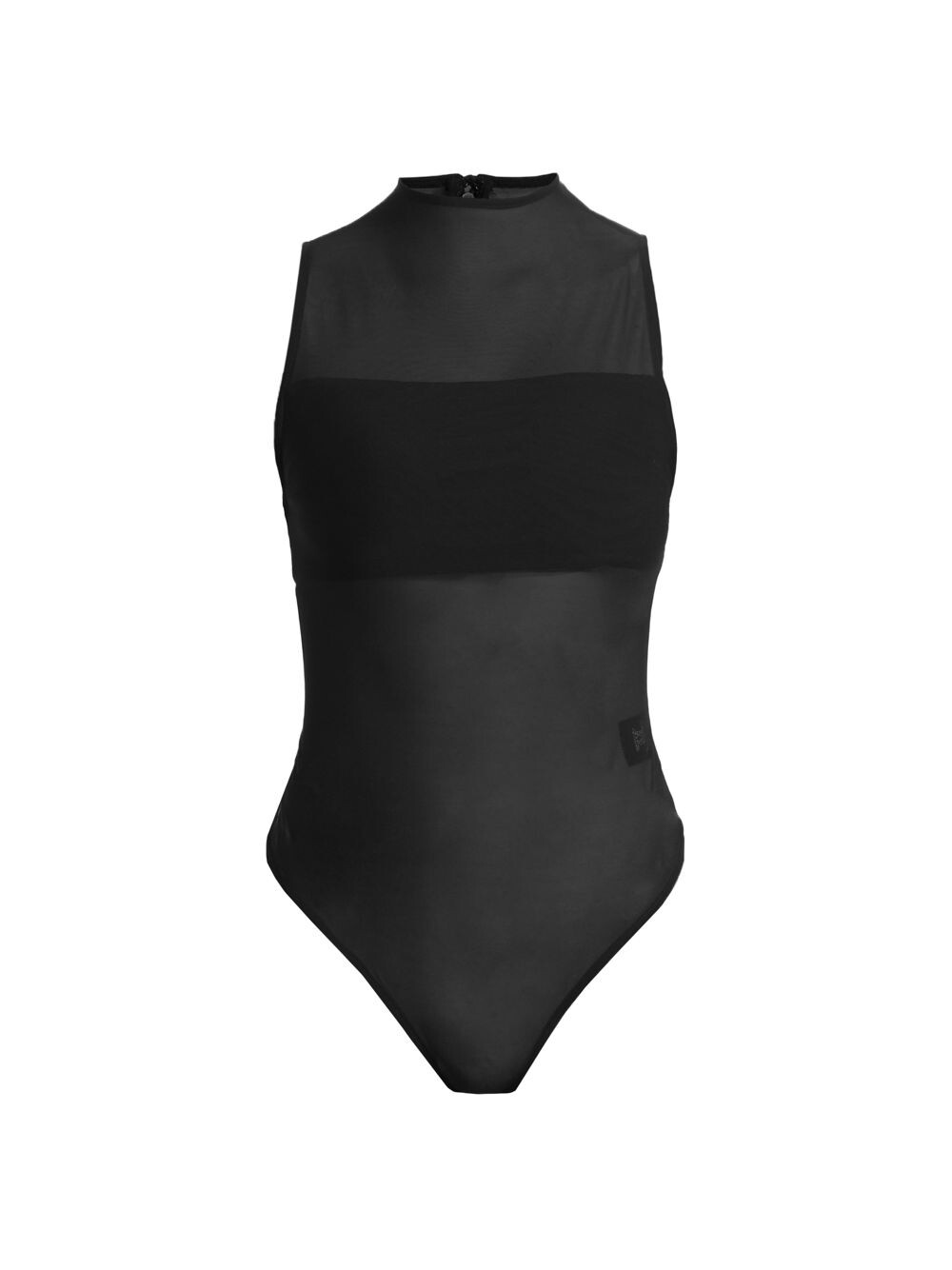 

Боди с воротником-стойкой Nichol Mesh Alice + Olivia, черный