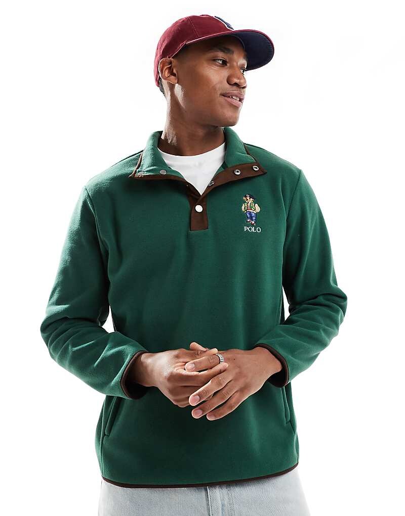 

Темно-зеленая флисовая толстовка с логотипом медведя Polo Ralph Lauren
