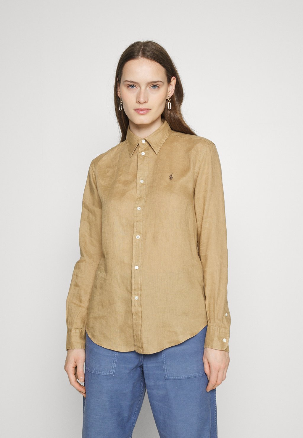 Рубашка Long Sleeve Button Front Shirt Polo Ralph Lauren, цвет camel