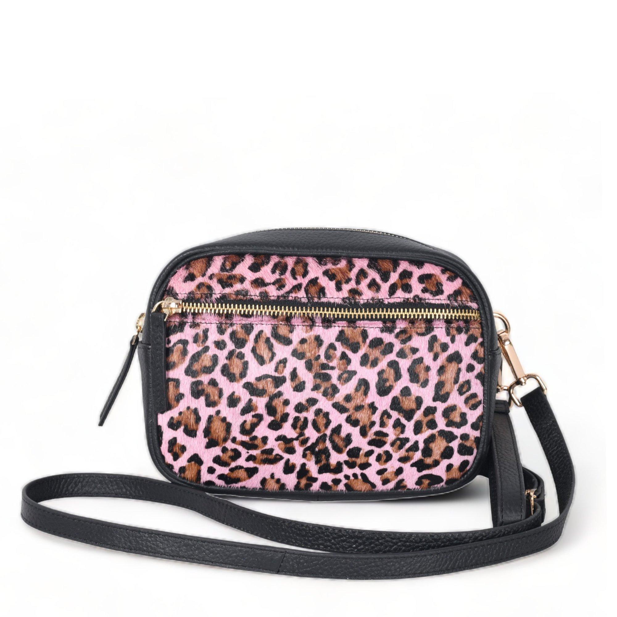 Розовая кожаная сумка-трансформер через плечо с леопардовым принтом Sostter, мультиколор