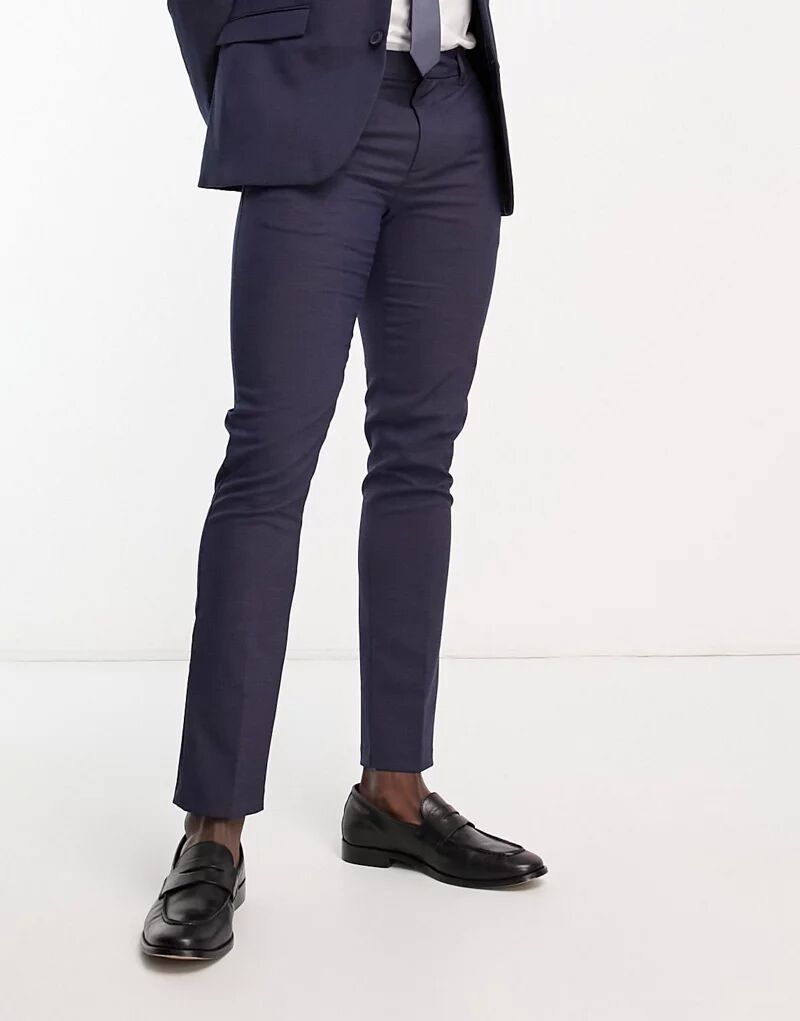 Темно-синие структурированные костюмные брюки узкого кроя New Look темно синие жесткие джинсы узкого кроя new look