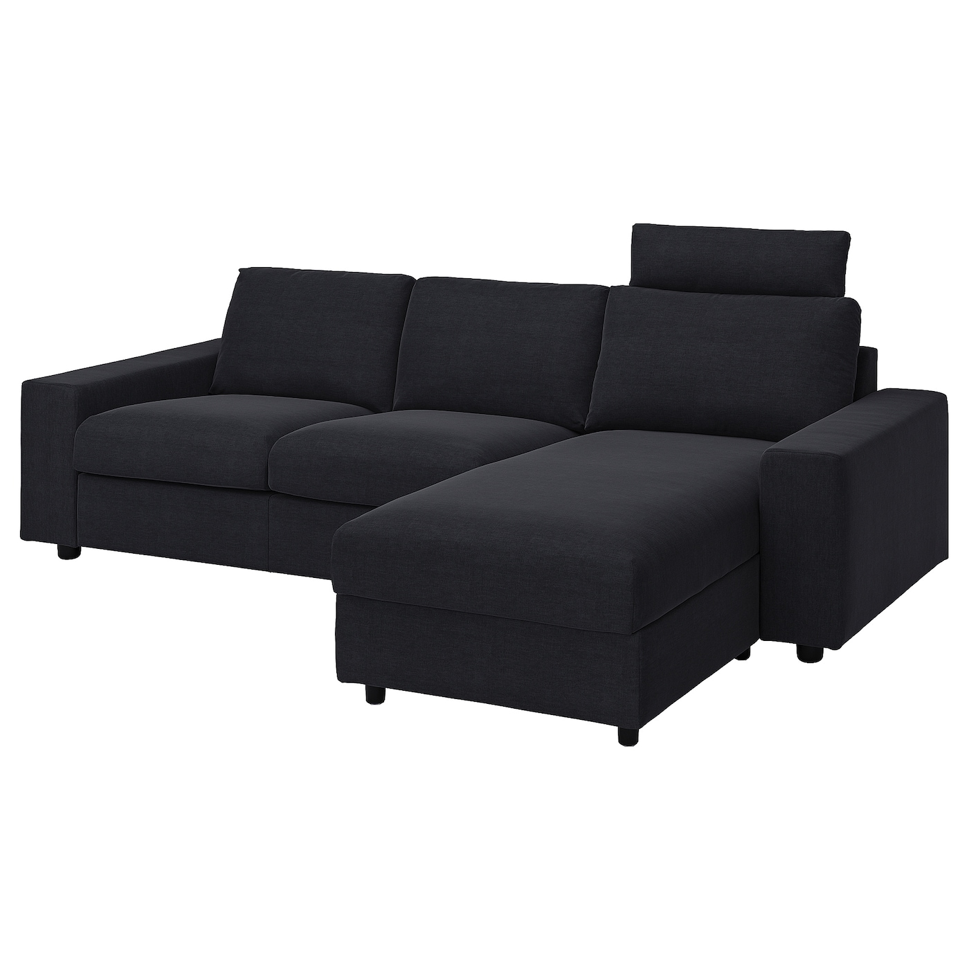 ВИМЛЕ 3-местный диван + диван, с подголовником и широкими подлокотниками/Саксемара черно-синий VIMLE IKEA диван прямой смарт mille 07 3 х местный с подлокотниками еврокнижка