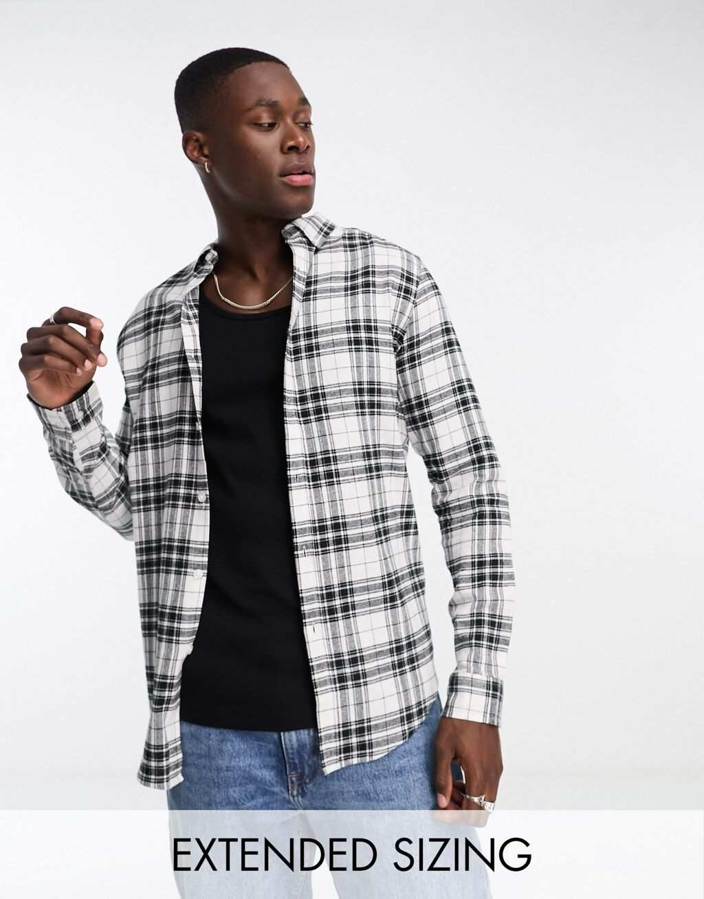 

Черно-белая рубашка в клетку ASOS DESIGN