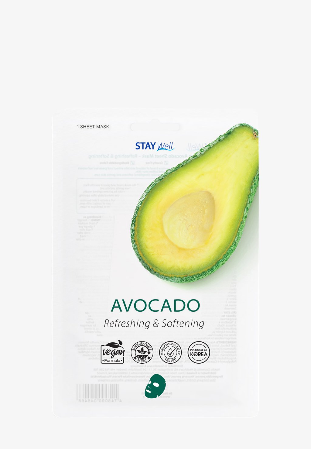 Маска для лица Stay Well Vegan Sheet Mask STAY Well, цвет avocado цена и фото