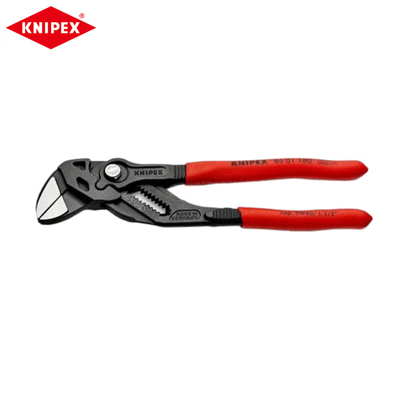 KNIPEX противоскользящие плоскогубцы с пластиковой ручкой, гаечный ключ 180 мм, черные плоскогубцы, зажим для корпуса, фиксированный изгиб, аппаратный инструмент 86 01 180