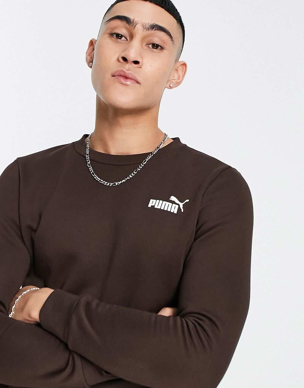 

Темно-коричневая толстовка с маленьким логотипом Puma Essentials, Коричневый