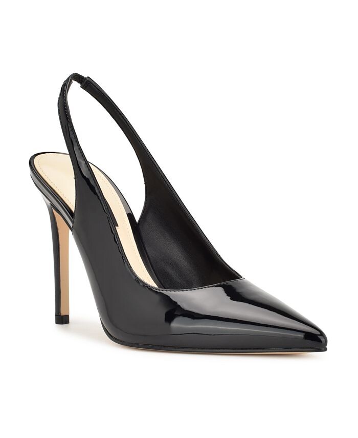 

Женские платья-лодочки с острым носком и пяткой на пятке с перьями Nine West, цвет Black Patent-Faux Patent Leather