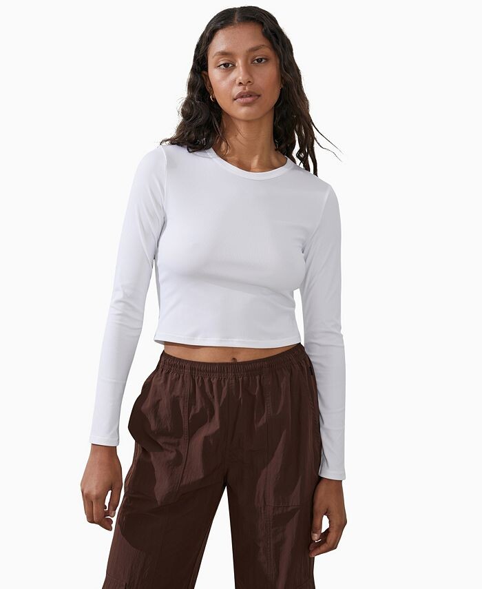 

Женский топ Active в рубчик с длинными рукавами COTTON ON, белый