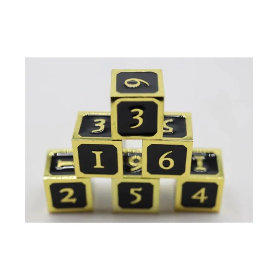 

d6 — черный с золотом (6), Dice Sets - Metal - D6's (Foam Brain Games)