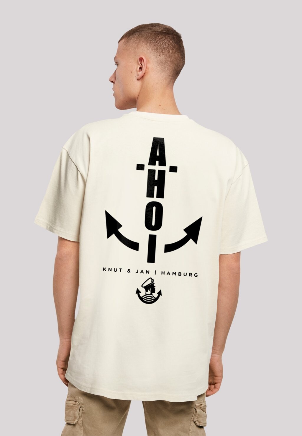 

Футболка с принтом OVERSIZED AHOI ANKER KNUT & JAN HAMBURG F4NT4STIC, цвет sand
