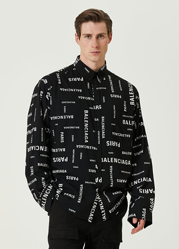 

Черная рубашка с логотипом Balenciaga