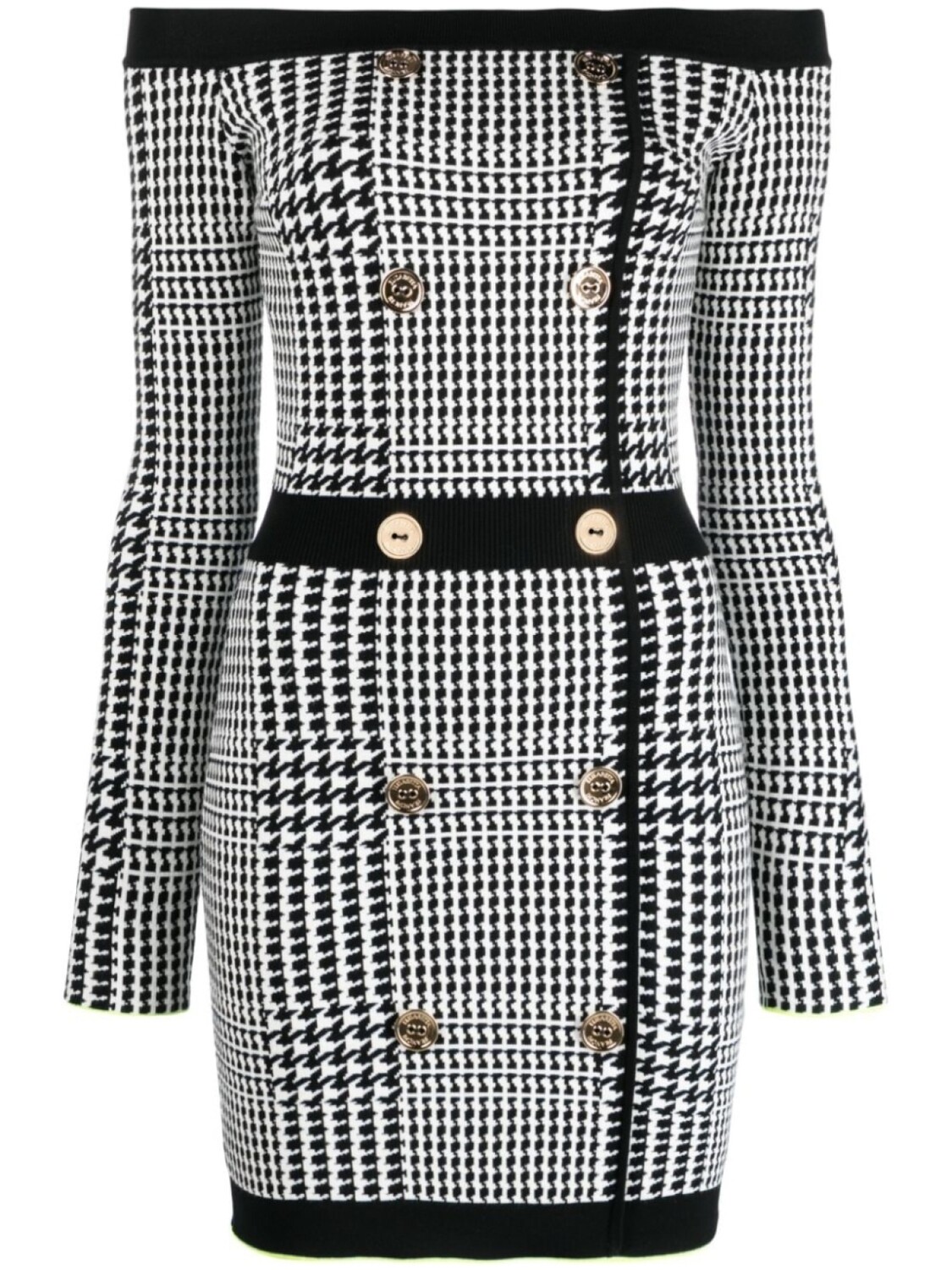 

Elisabetta Franchi платье мини с открытыми плечами и узором в ломаную клетку, черный