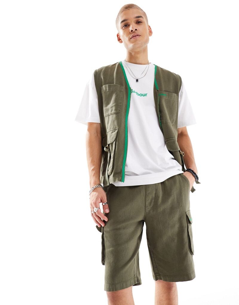 

Темно-синие шорты карго Peel Barbour x ASOS