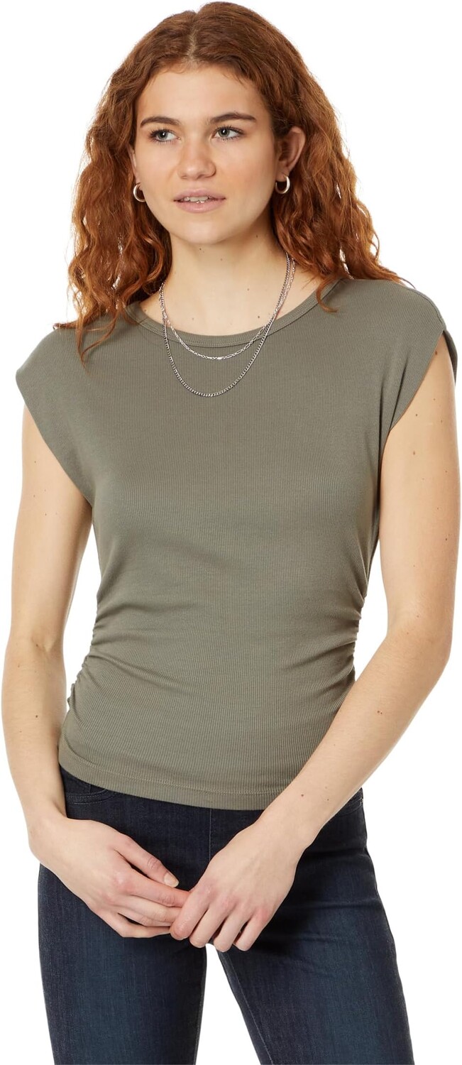 

Топ Michael Stars Joni Crew Neck Power Shoulder Top, цвет Olive