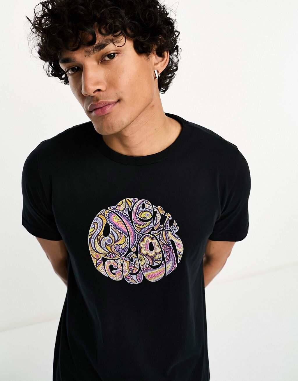 

Черная футболка с логотипом и рисунком пейсли Pretty Green, Черный
