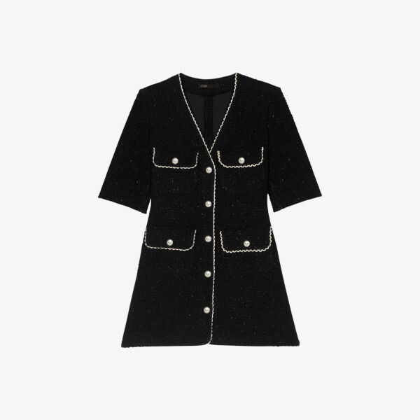 

Платье мини ritoseau из смесового хлопка с карманами и декором Maje, цвет noir / gris