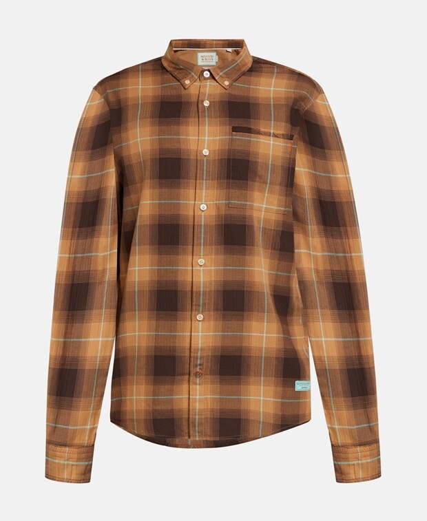 

Рубашка с длинными рукавами – стандартный крой Scotch & Soda, кэмел