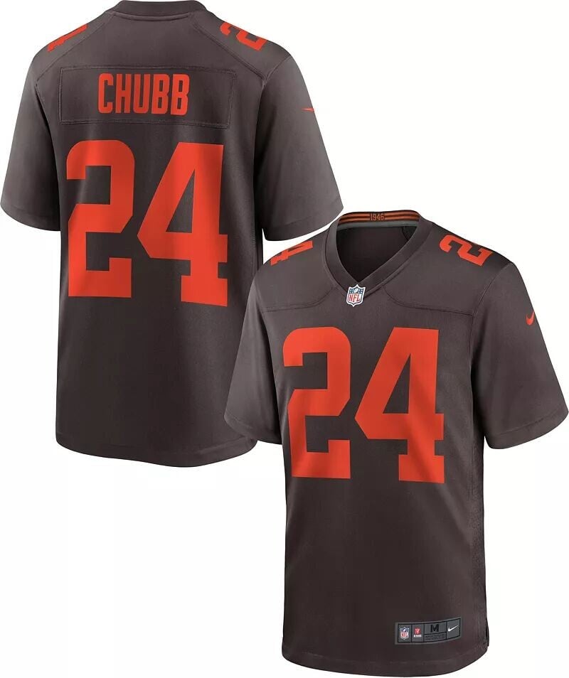 

Мужское джерси Nike Cleveland Browns Nick Chubb № 24 Seal Brown Game