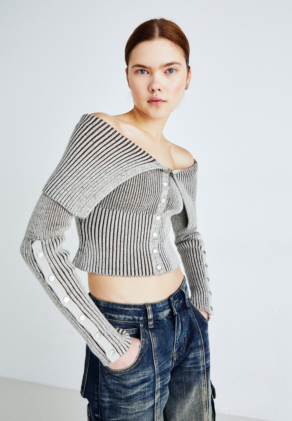 

Кардиган Plated Popper Tribeca Jaded London, коричневый