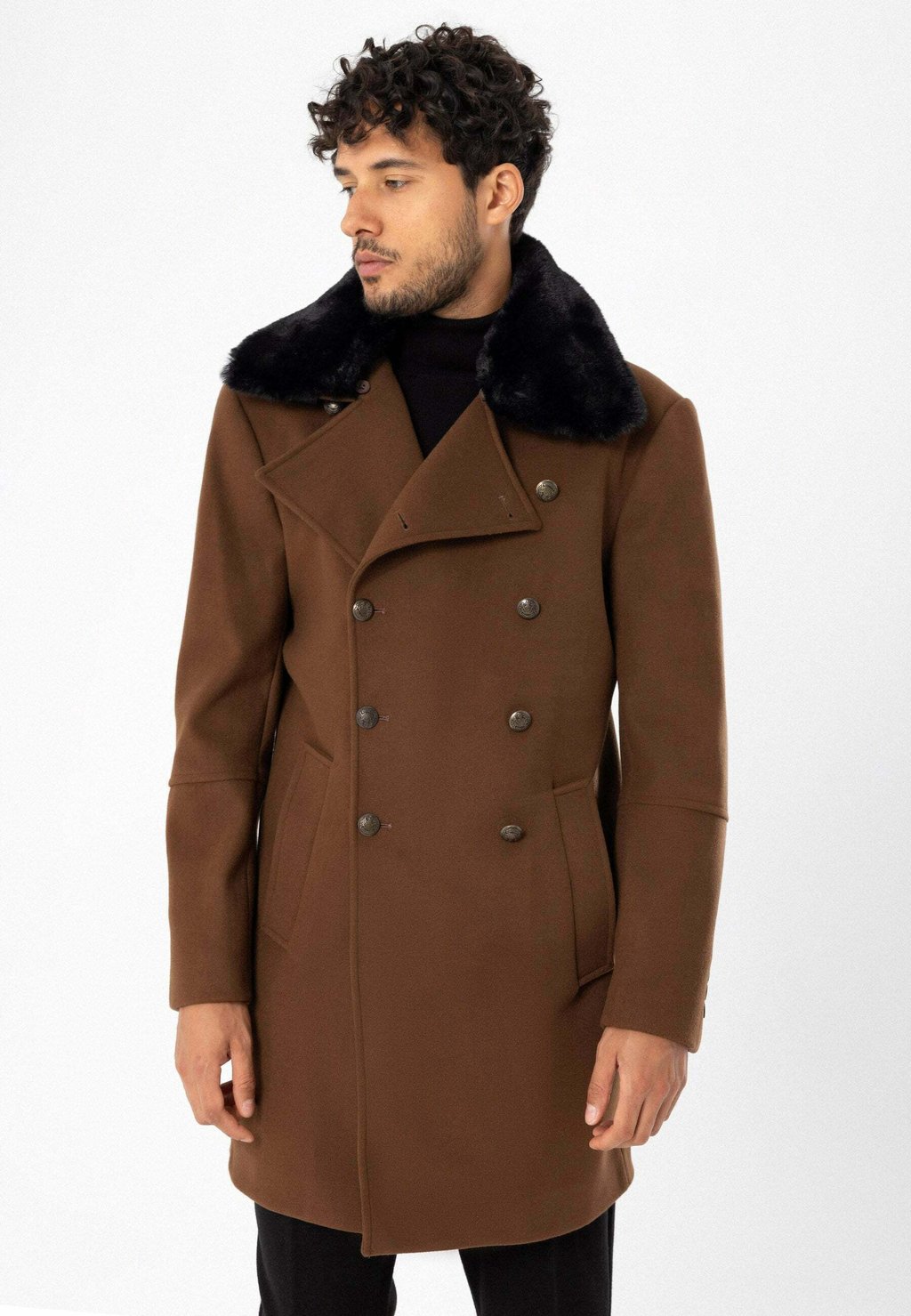Короткое пальто Collar Detailed Double Breasted Antioch, коричневый